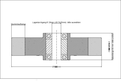 Datenblatt Hubwagenrad Gummi, Durchmesser 180 mm