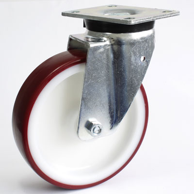 200 mm Schwelast-Platten-Lenkrolle, verzinkt mit Polyamid-Polyurethan Rad