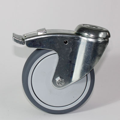 Rückenloch Bremsrolle, verzinkt mit Apparaterad Ø 125 mm