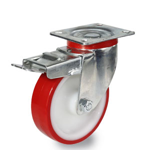 125 mm Bremsrolle mit verzinkter Platten-Lenk-Gabel, Polyamid Polyurethan Rad
