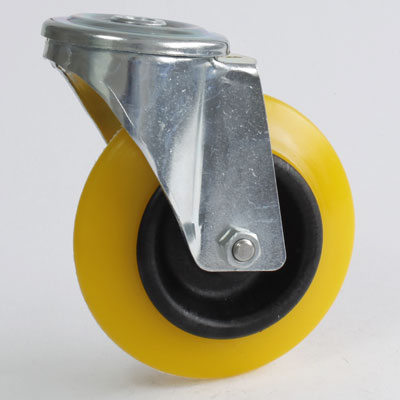 Edelstahlrollen Lenkrolle mit Feststeller Ø160mm Polyurethan Rückenloch