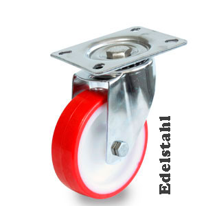 Edelstahl PA-PU Platten-Lenkrolle Ø 100 mm